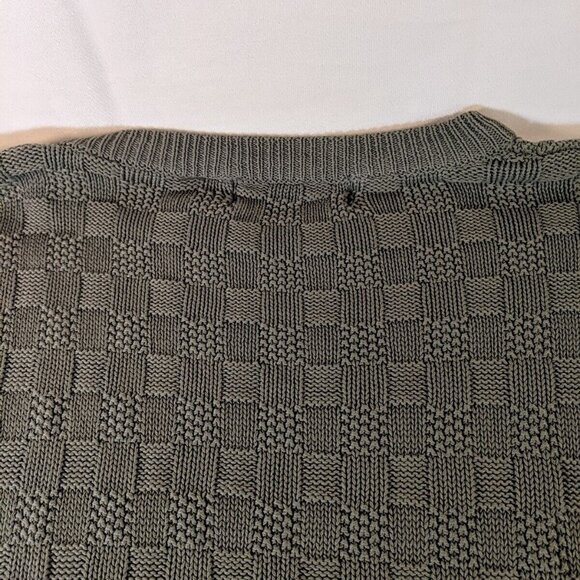 Vintage Spalding Knit Sweater Grey Checkered Mens L Large Gray Long Sleeve Retro - Picture 14 of 15